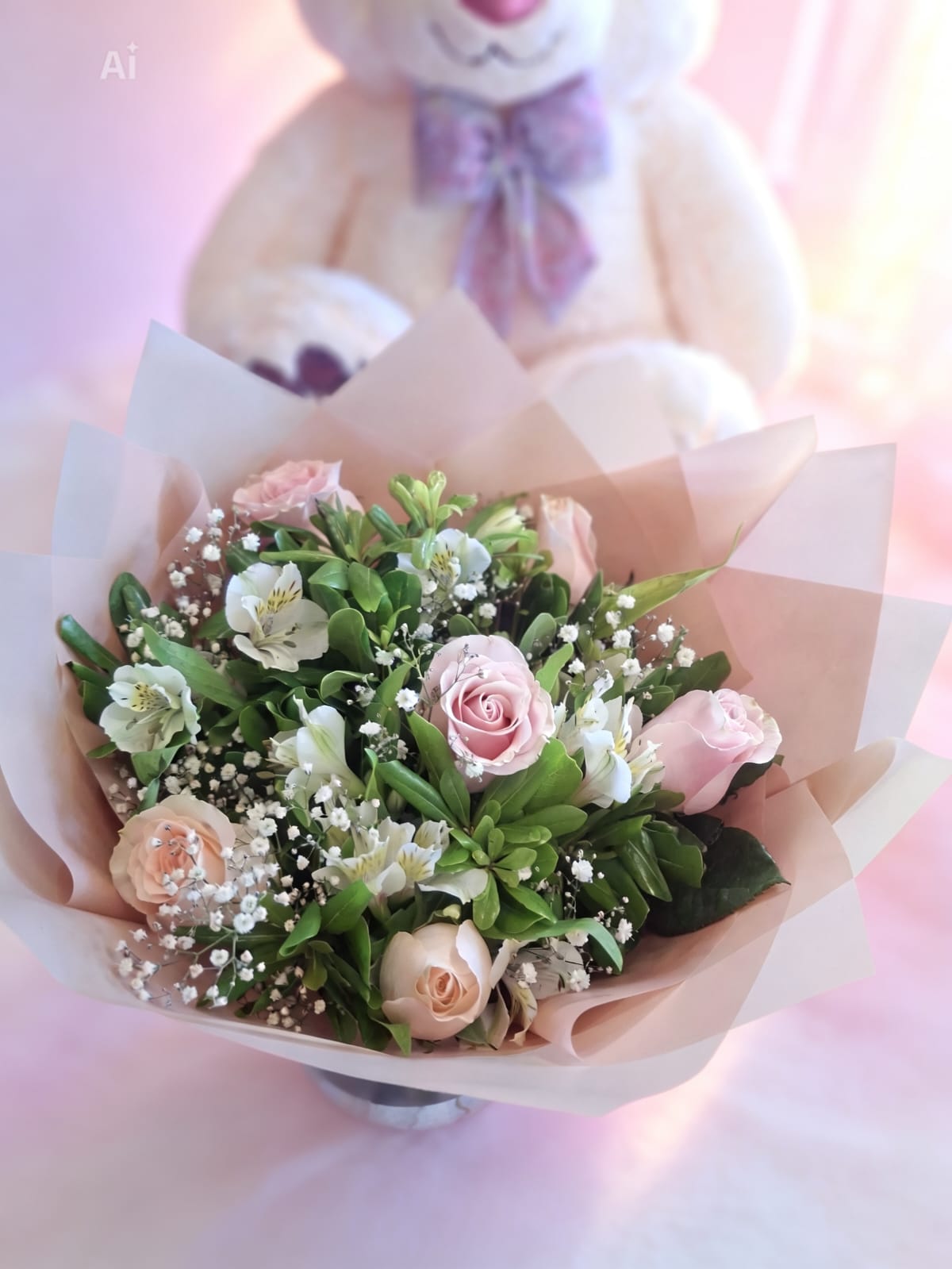 Blush Rose Bouquet in Cancun, real catalog photograph